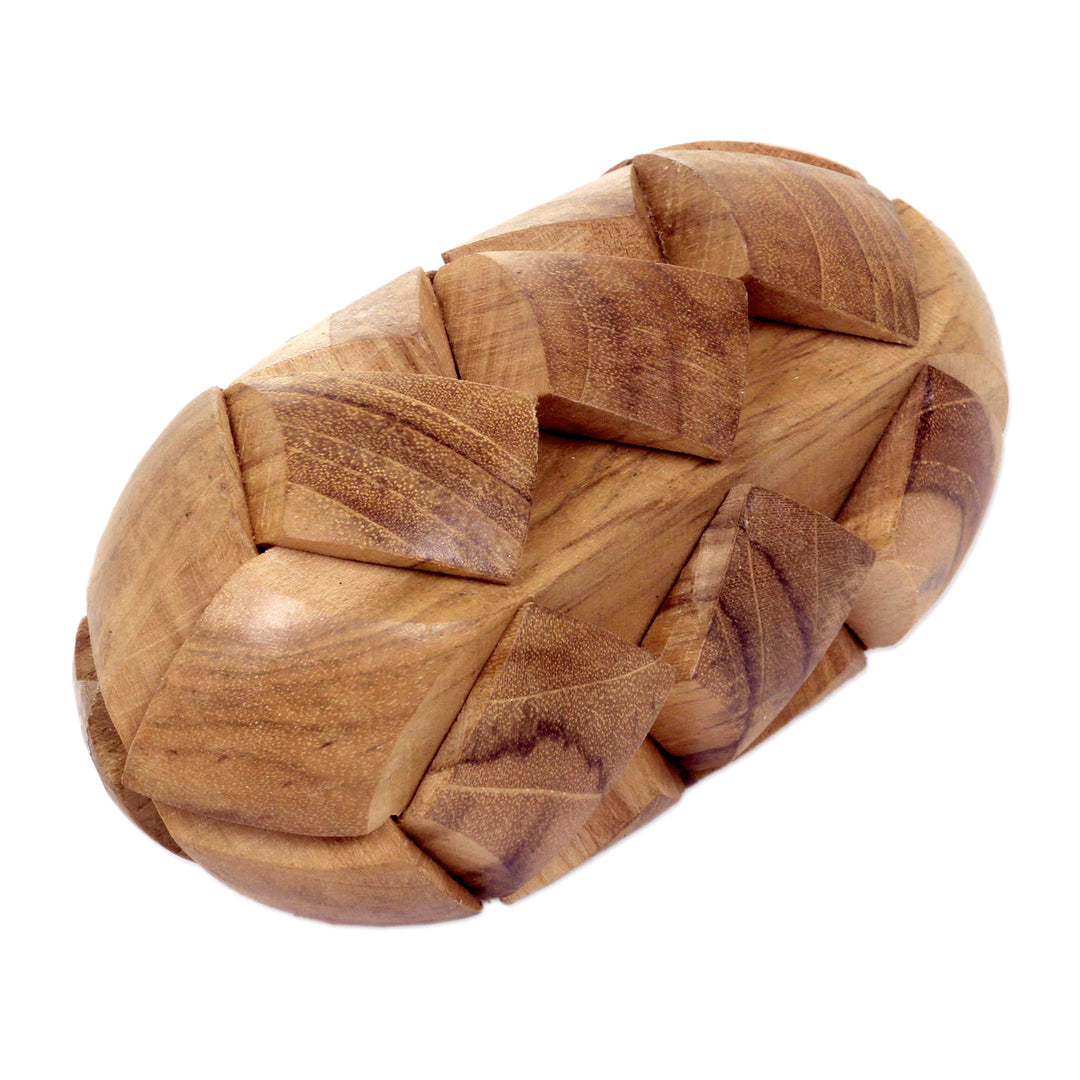 Hand Crafted Teak Wood Puzzle from Java - Mind Bender