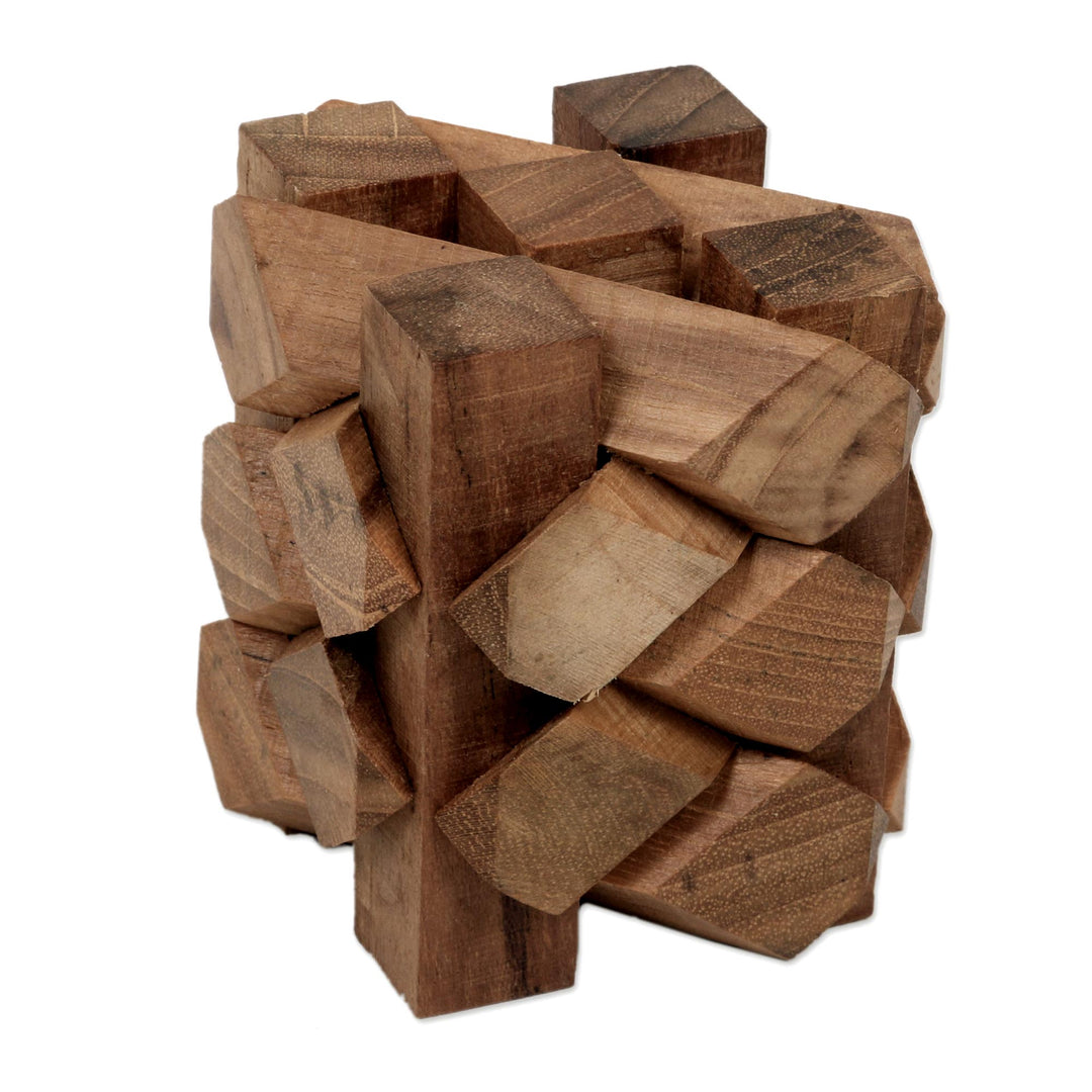 Artisan Crafted Recycled Teak Wood Puzzle from Bali - Bizarre