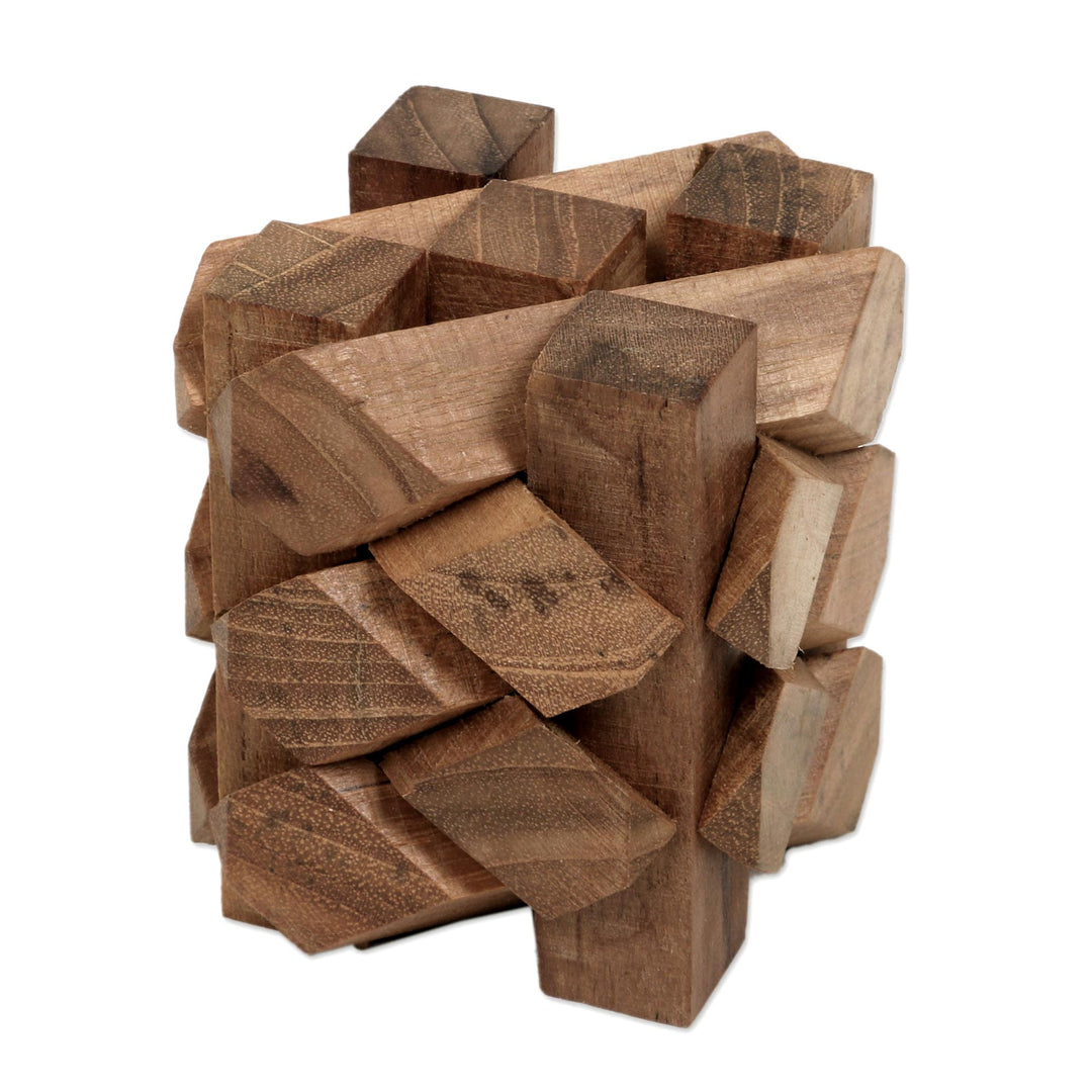 Artisan Crafted Recycled Teak Wood Puzzle from Bali - Bizarre