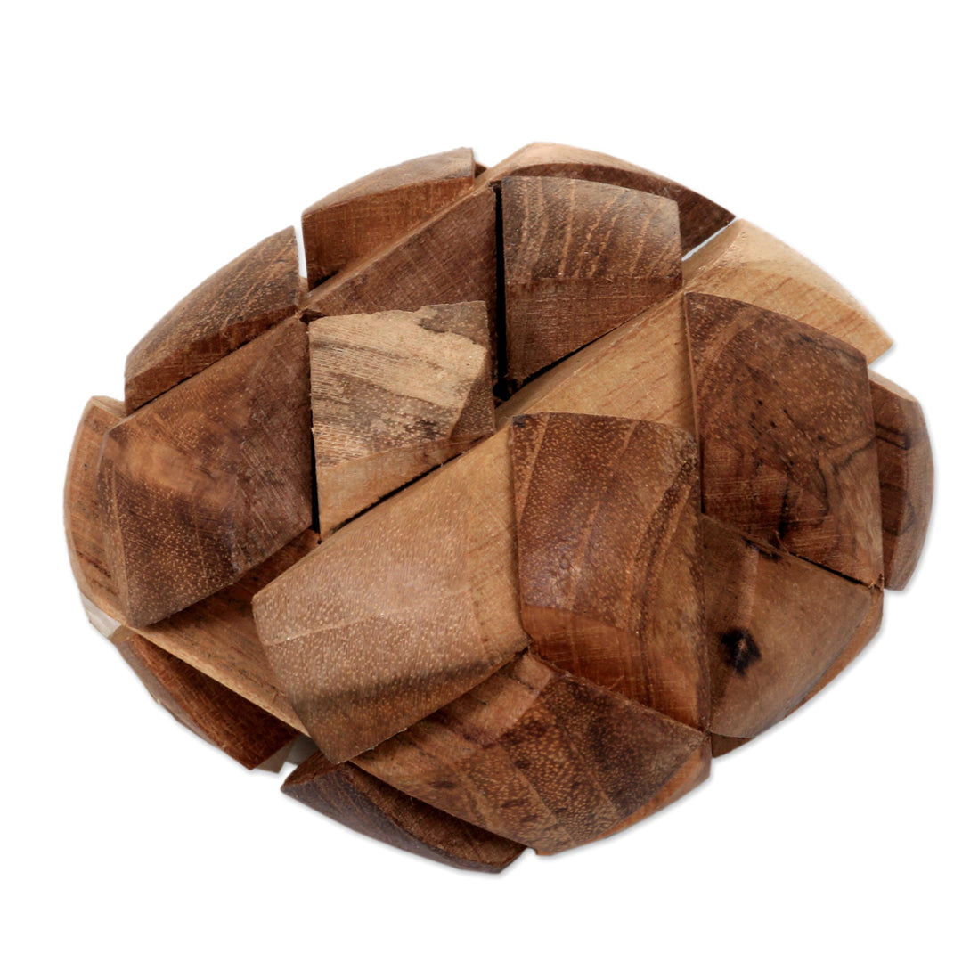 Fair Trade Recycled Teak Wood Puzzle from Java - Open Me Up