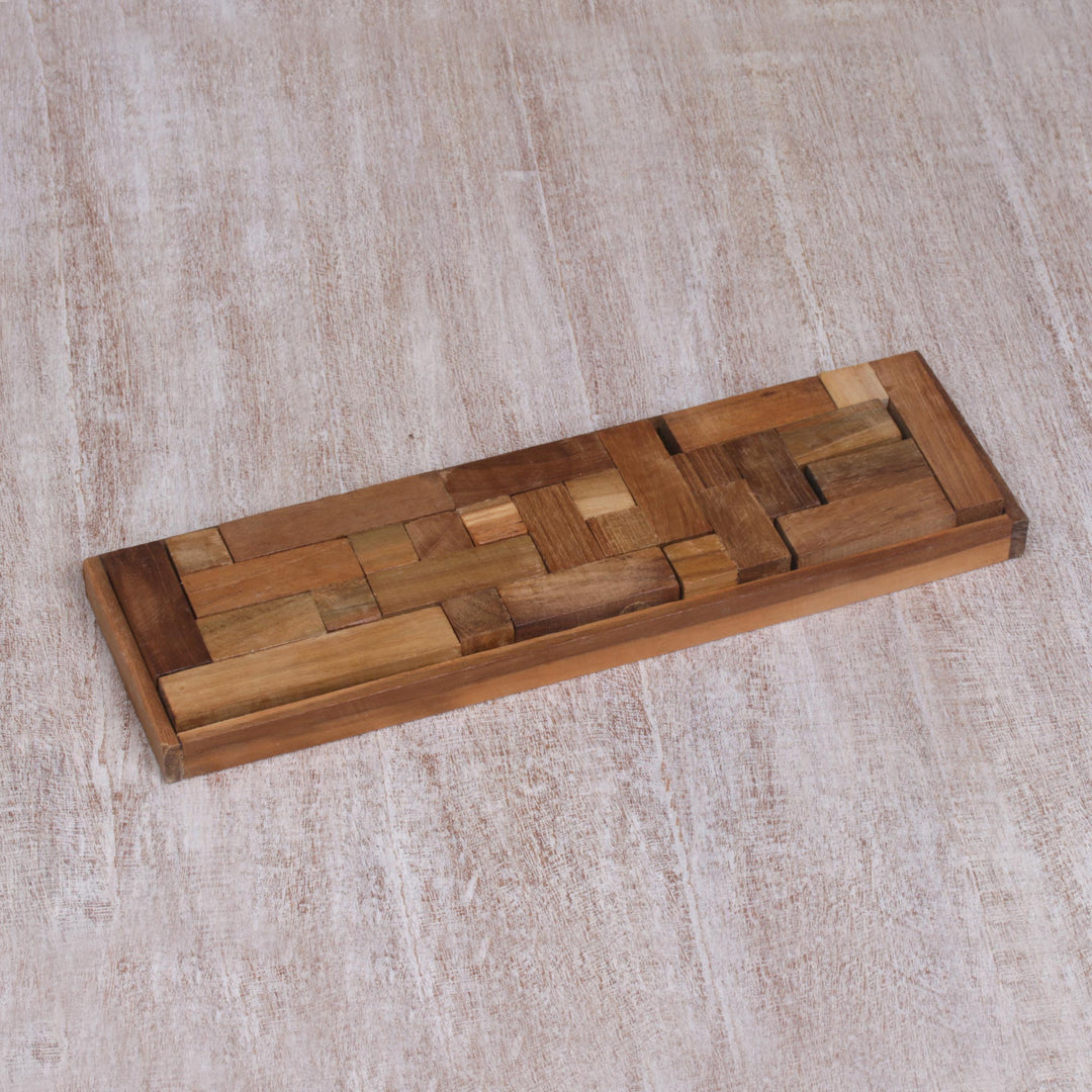 Hand Crafted Recycled Teak Wood Puzzle from Java - Tray of Fun
