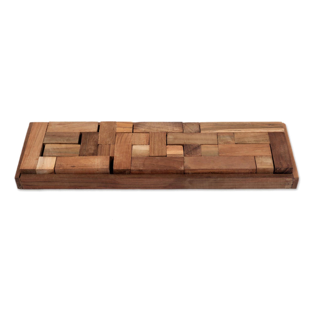 Hand Crafted Recycled Teak Wood Puzzle from Java - Tray of Fun