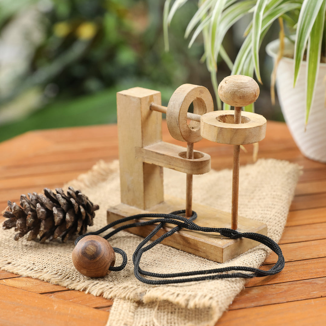 Hand Crafted Recycled Teak Wood Executive Game from Java - Sneaky Ball