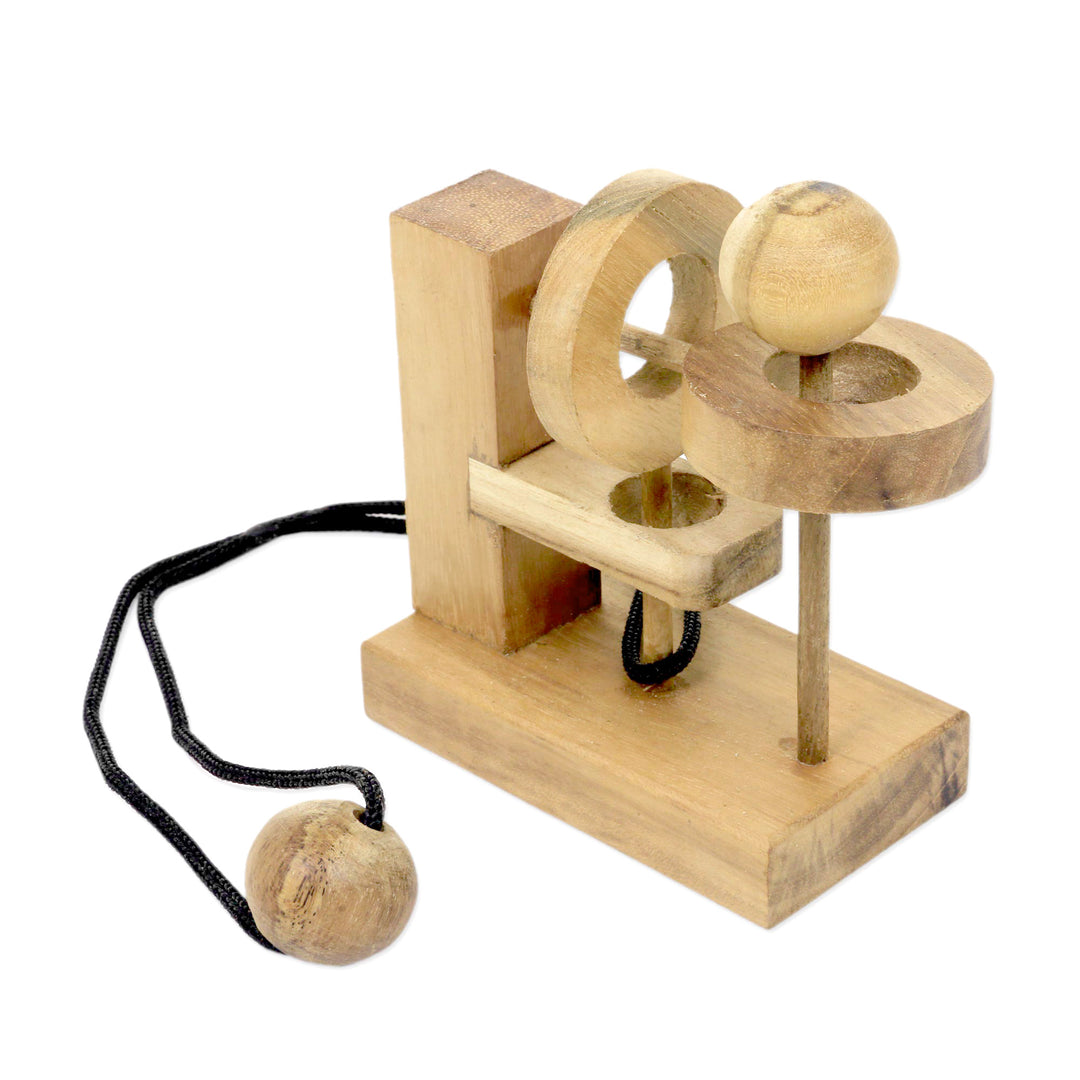 Hand Crafted Recycled Teak Wood Executive Game from Java - Sneaky Ball
