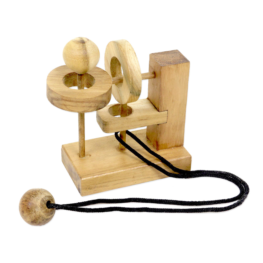 Hand Crafted Recycled Teak Wood Executive Game from Java - Sneaky Ball