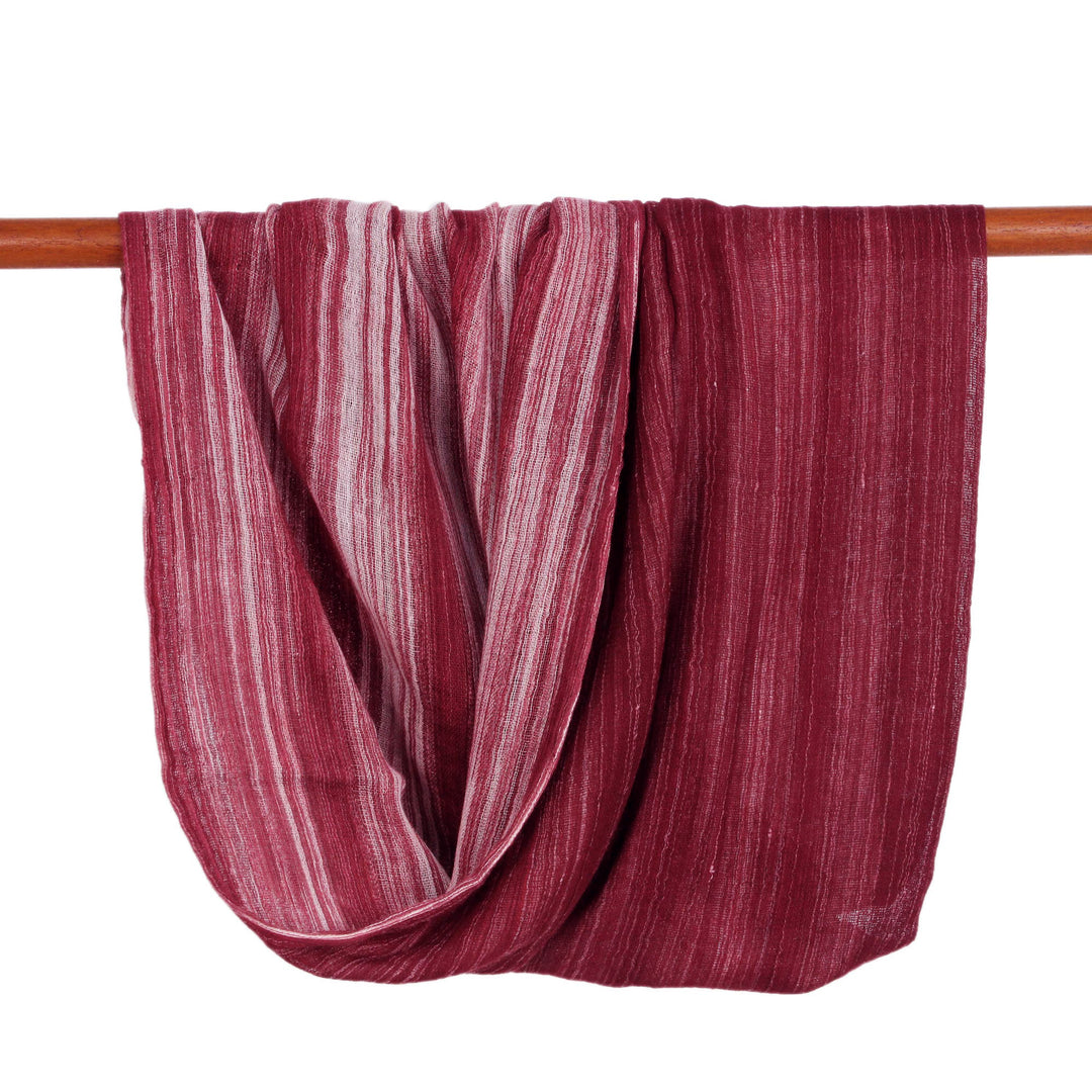 Hand Woven 100% Cotton Infinity Scarf from Thailand - Burgundy Horizon