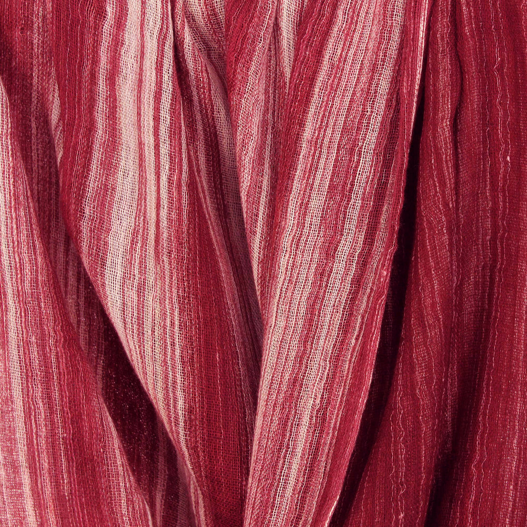 Hand Woven 100% Cotton Infinity Scarf from Thailand - Burgundy Horizon