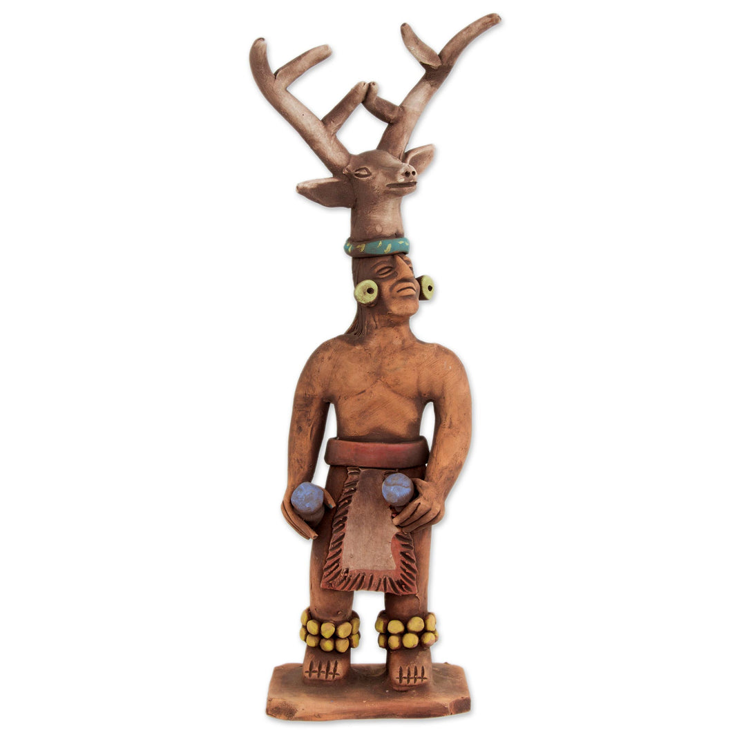 Yaqui Deer Dancer Ceramic Sculpture from Mexico - Yaqui Dance of the Deer