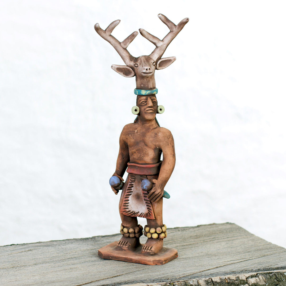 Yaqui Deer Dancer Ceramic Sculpture from Mexico - Yaqui Dance of the Deer