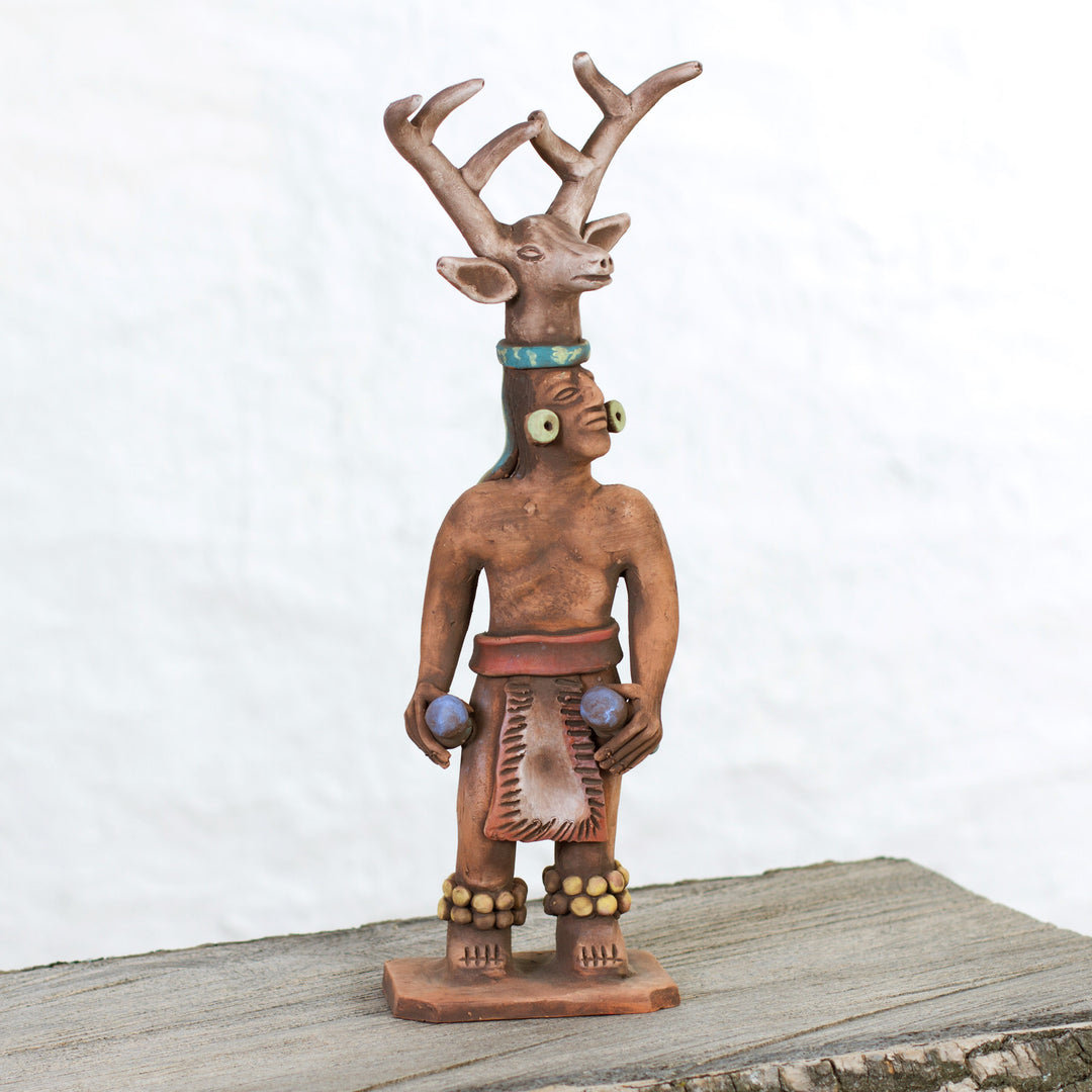 Yaqui Deer Dancer Ceramic Sculpture from Mexico - Yaqui Dance of the Deer
