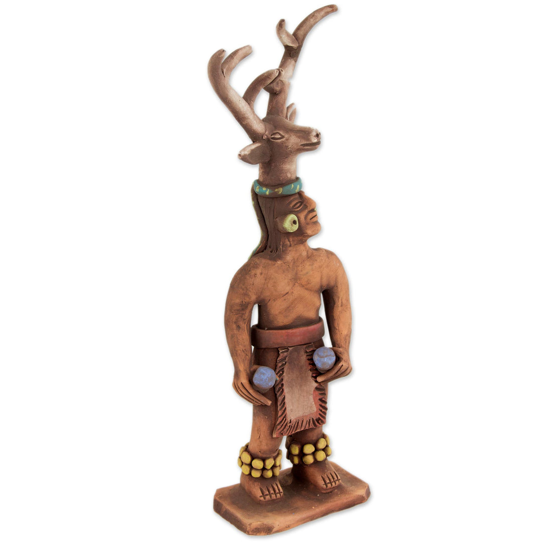 Yaqui Deer Dancer Ceramic Sculpture from Mexico - Yaqui Dance of the Deer