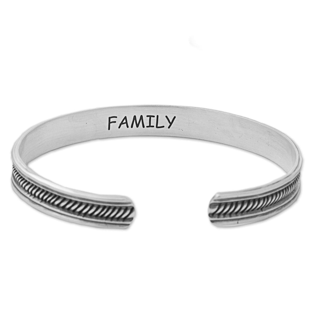 Hand Made Sterling Silver Cuff Bracelet Inscription Thailand - Sterling Family