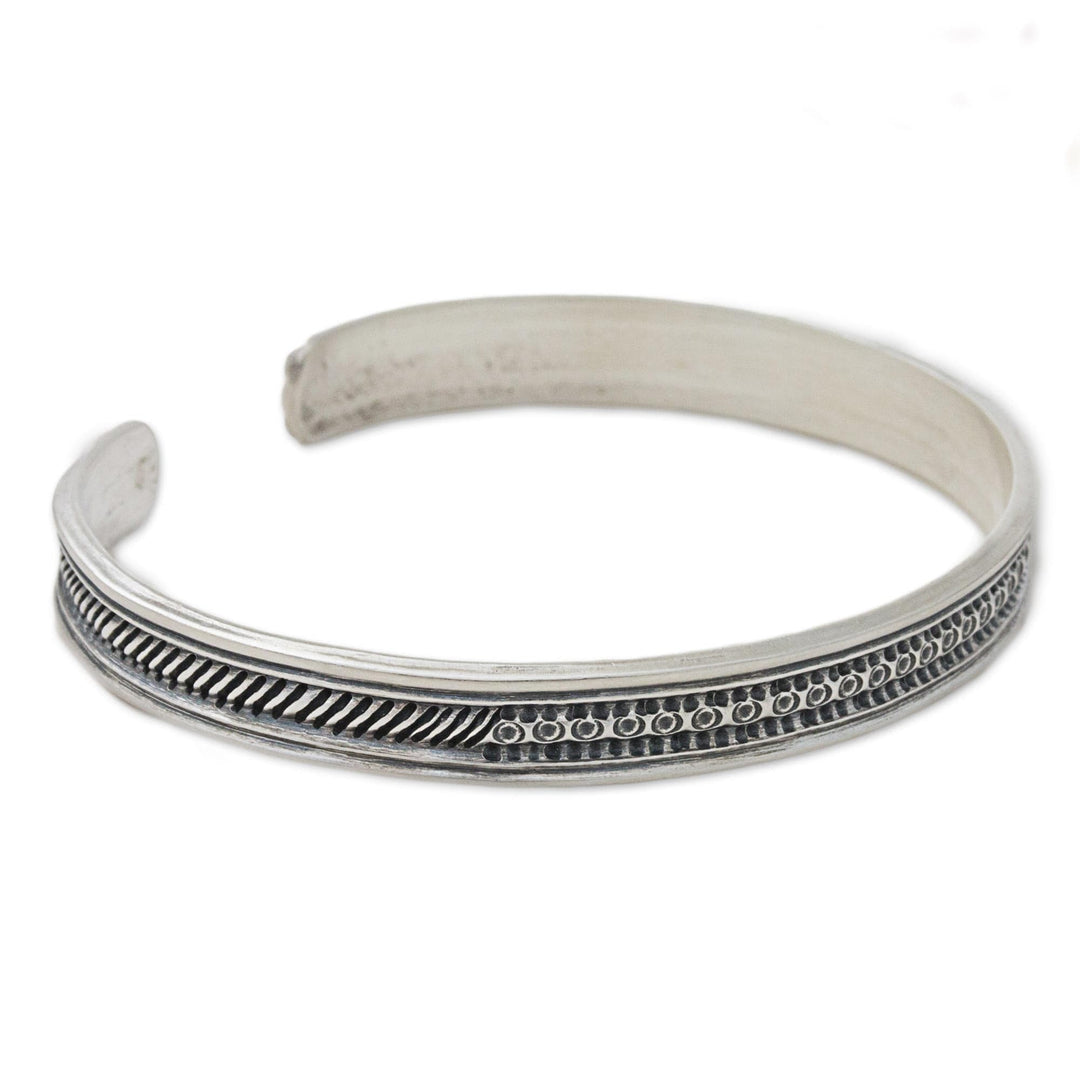Hand Made Sterling Silver Cuff Bracelet Inscription Thailand - Sterling Family