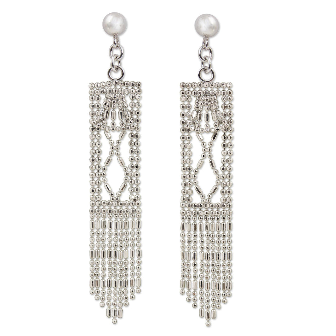 Sterling Silver Rectangle Waterfall Earrings from Thailand - Bell Towers