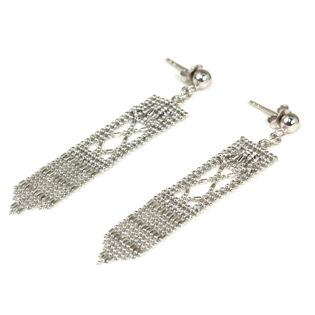 Sterling Silver Rectangle Waterfall Earrings from Thailand - Bell Towers