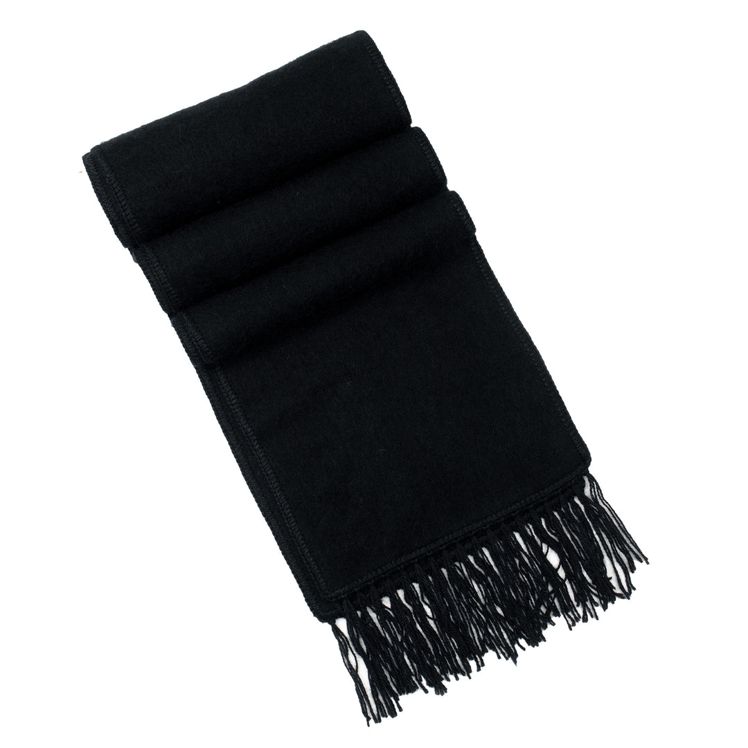Woven Alpaca Blend Scarf for Men in Solid Black - Ebony Gift of Warmth