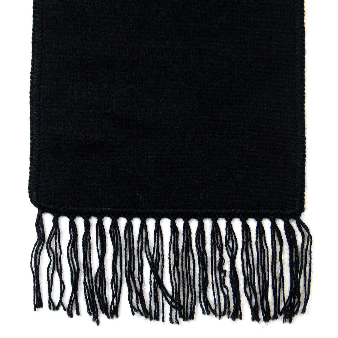 Woven Alpaca Blend Scarf for Men in Solid Black - Ebony Gift of Warmth