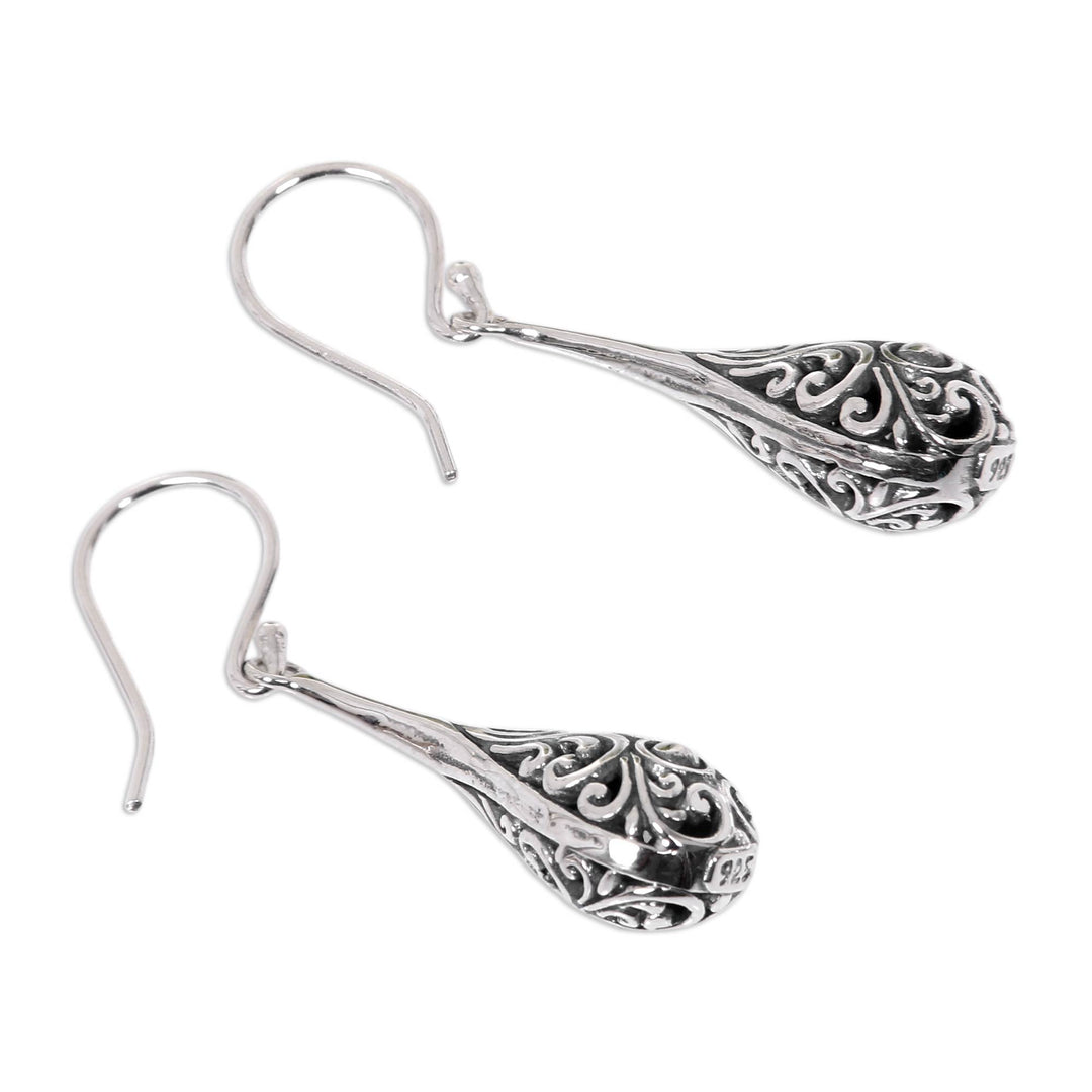 Sterling Silver Handmade Dangle Earrings from Bali - Maraca