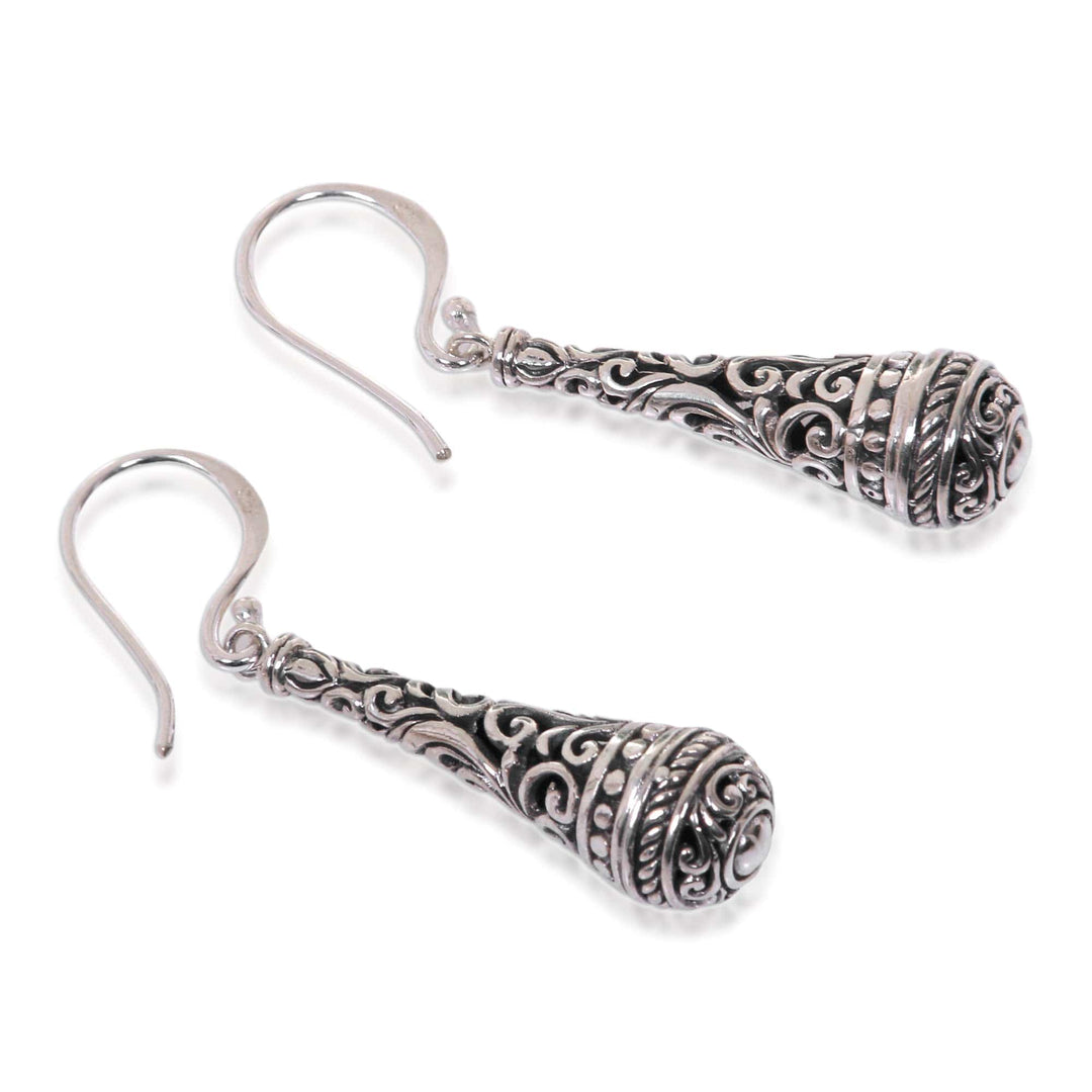 Fair Trade Handcrafted Dangle Earrings in Sterling Silver - Silent Scepter