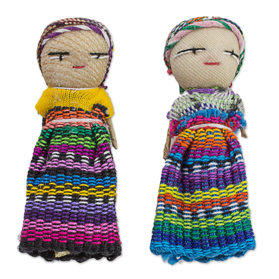 Set of 12 Guatemalan Worry Dolls with Pouch in 100% Cotton - The Worry Doll League