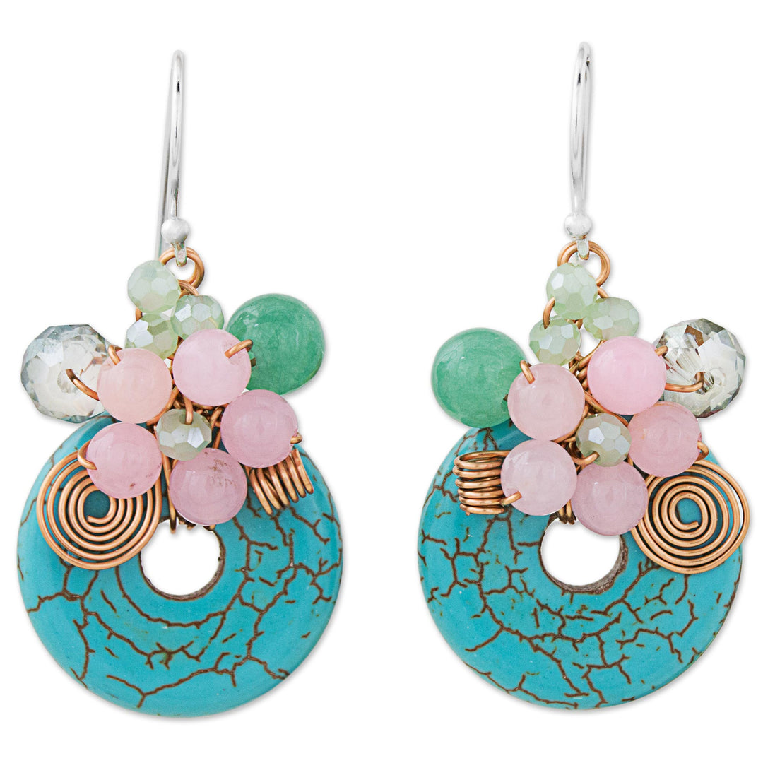Dyed Calcite Sterling Silver Dangle Earrings from Thailand - Moonlight Garden