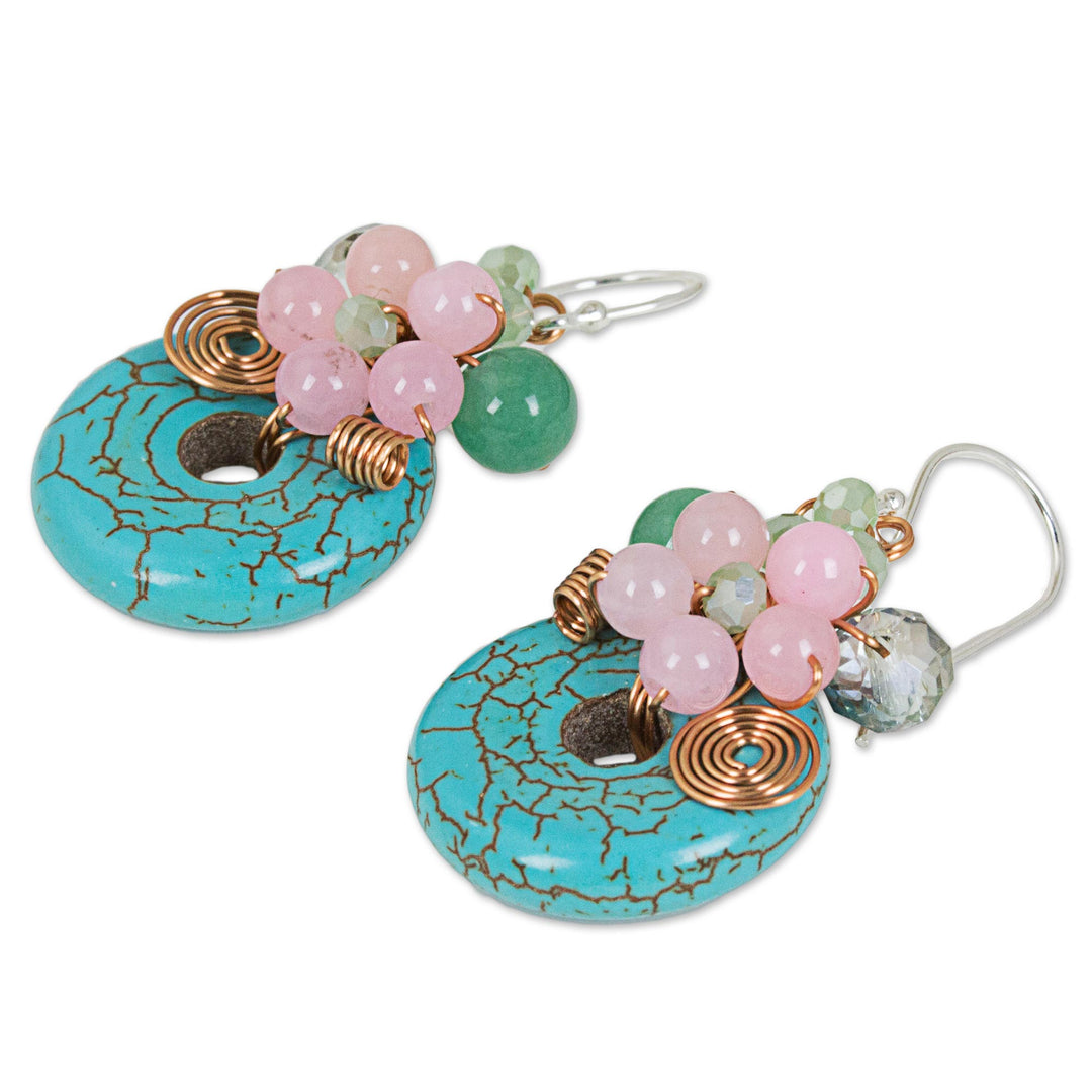 Dyed Calcite Sterling Silver Dangle Earrings from Thailand - Moonlight Garden