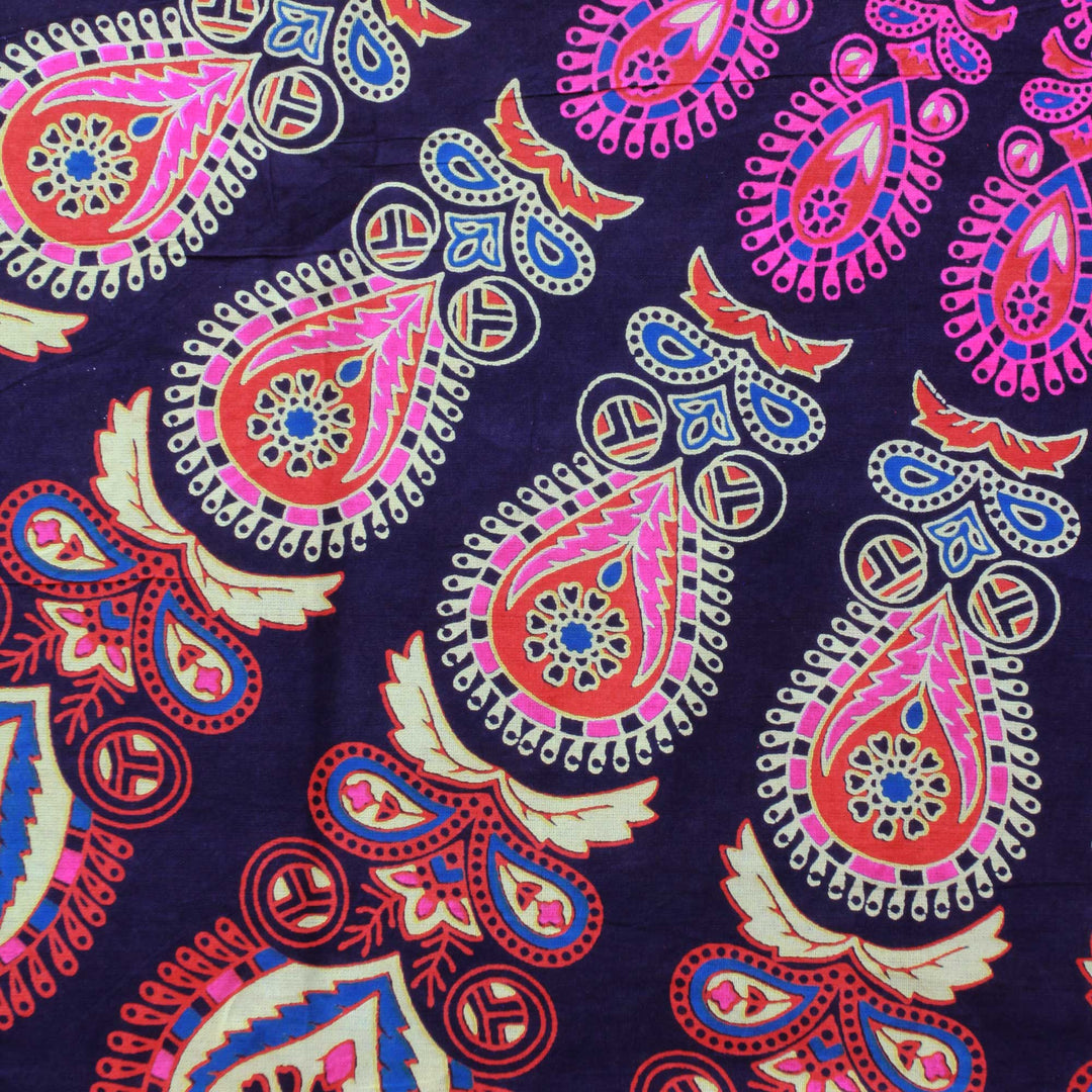 Purple Cotton Printed Mandala Wall Hanging from India - Leafy Mandala in Magenta