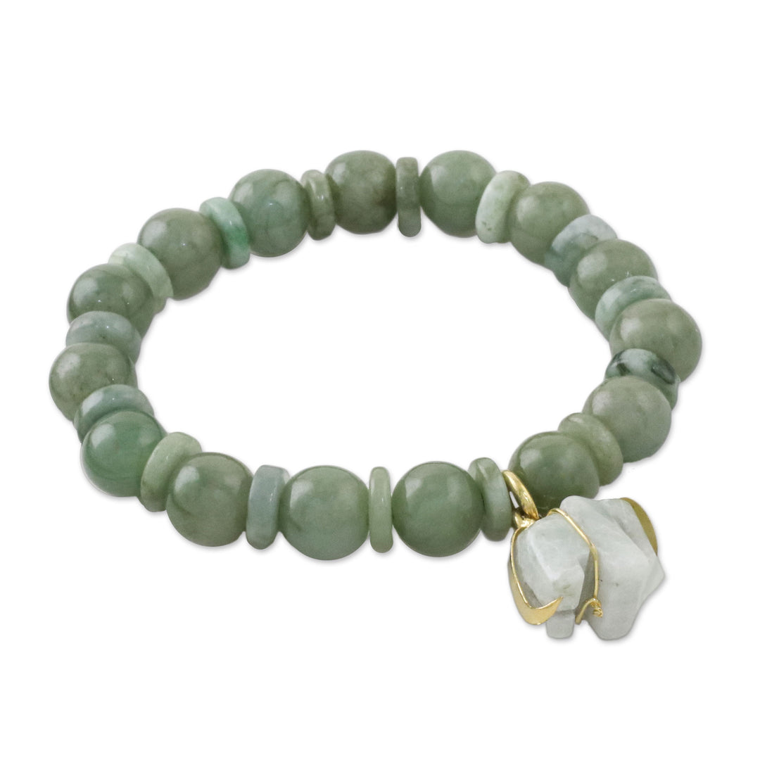 Jade Beaded Bracelet Handmade in Thailand with Elephant - Jade Elephant