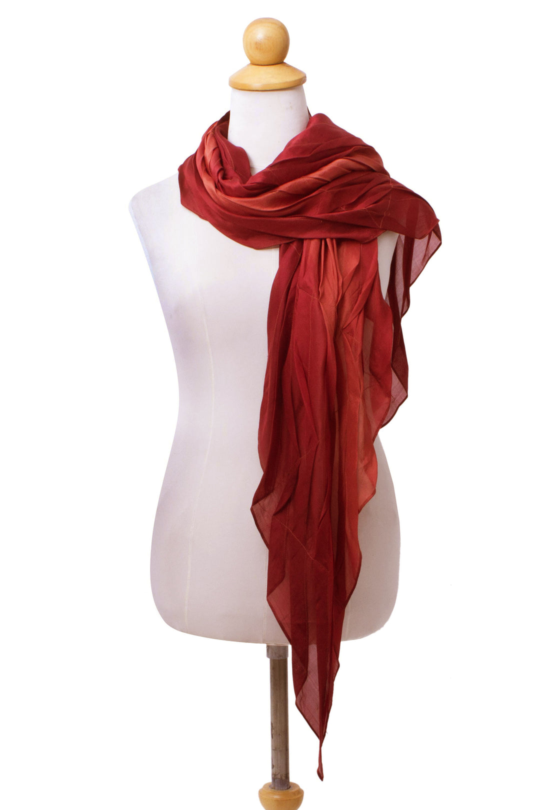 Silk Scarf in Claret Red from Thailand - Evolving Lipstick