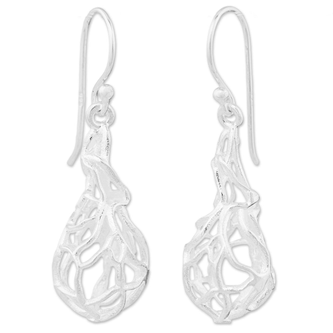 Sterling Silver Dangle Earrings Net Design from Thailand - Nature's Nest