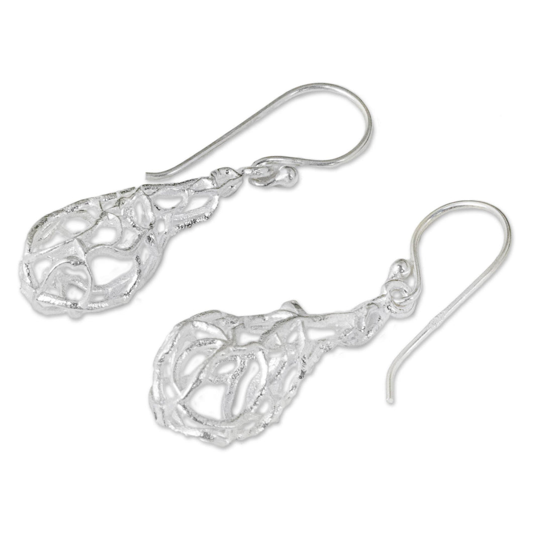 Sterling Silver Dangle Earrings Net Design from Thailand - Nature's Nest