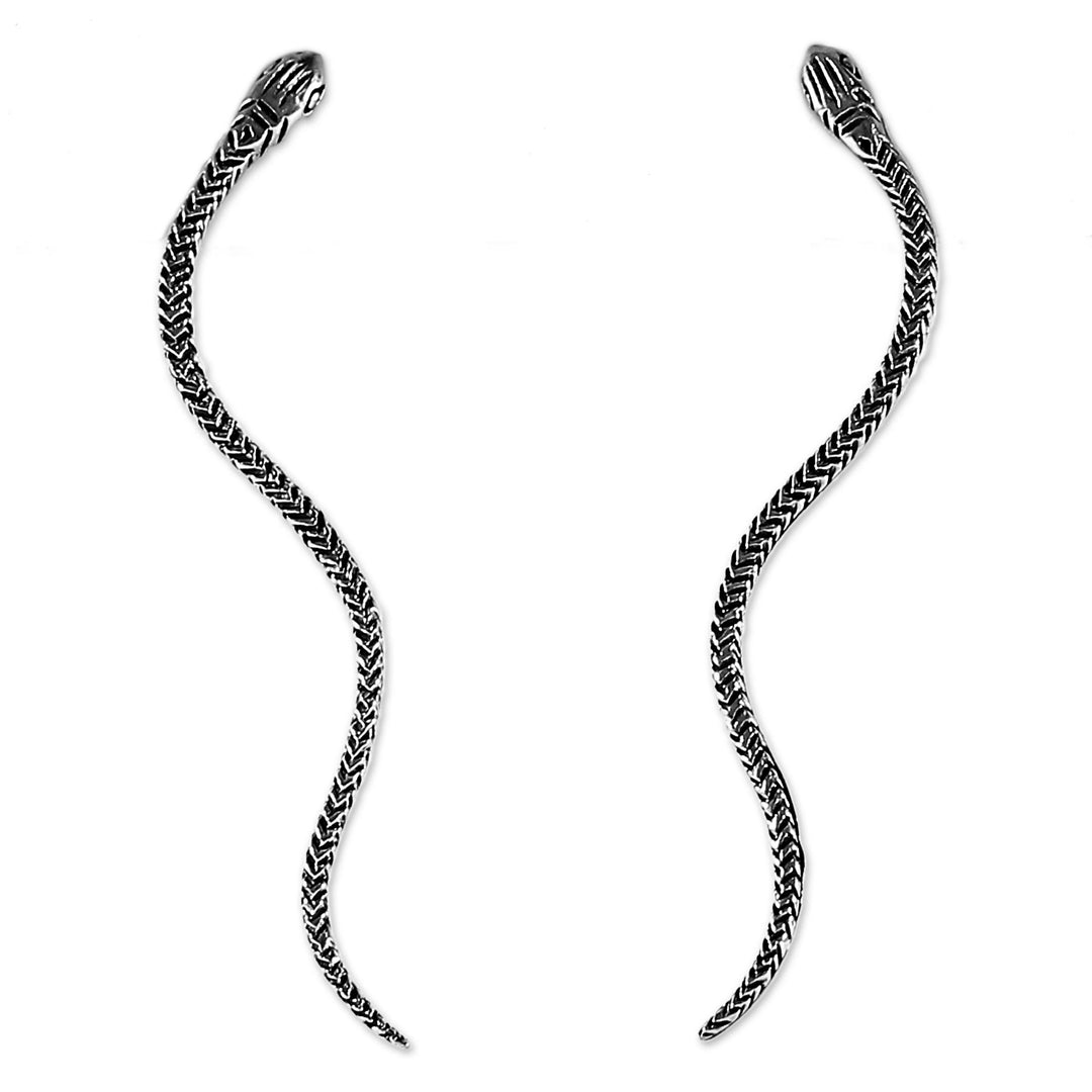 Sterling Silver Snake Drop Earrings from Thailand - Winding Snakes