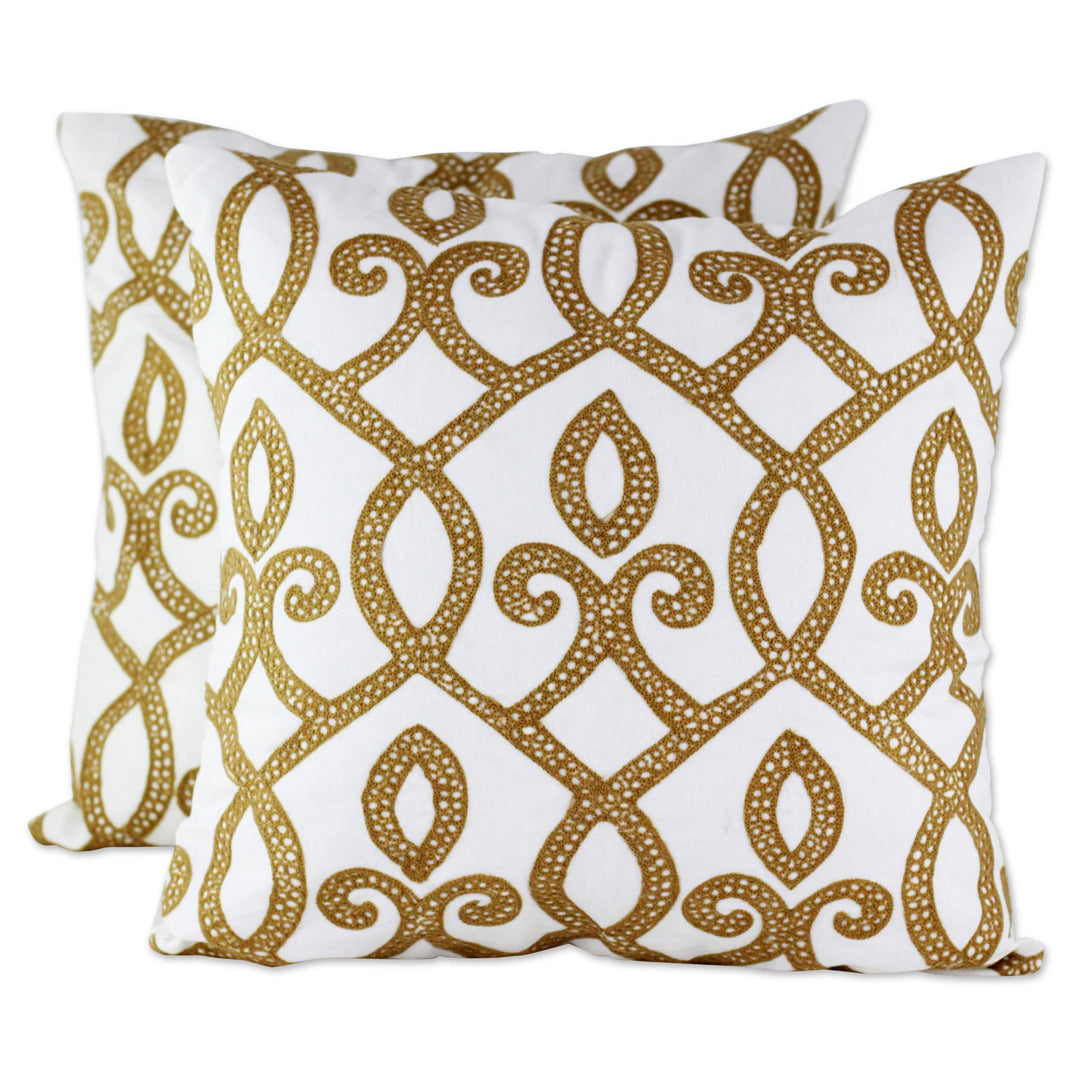 100% Cotton Cushion Cover Pair with Marquise Made in India - Burning Flame
