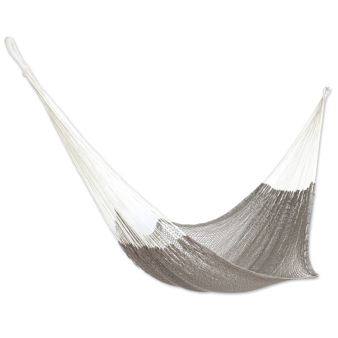 Solid Grey Hand Woven Cotton Maya Hammock (Single) - Ashen Beach