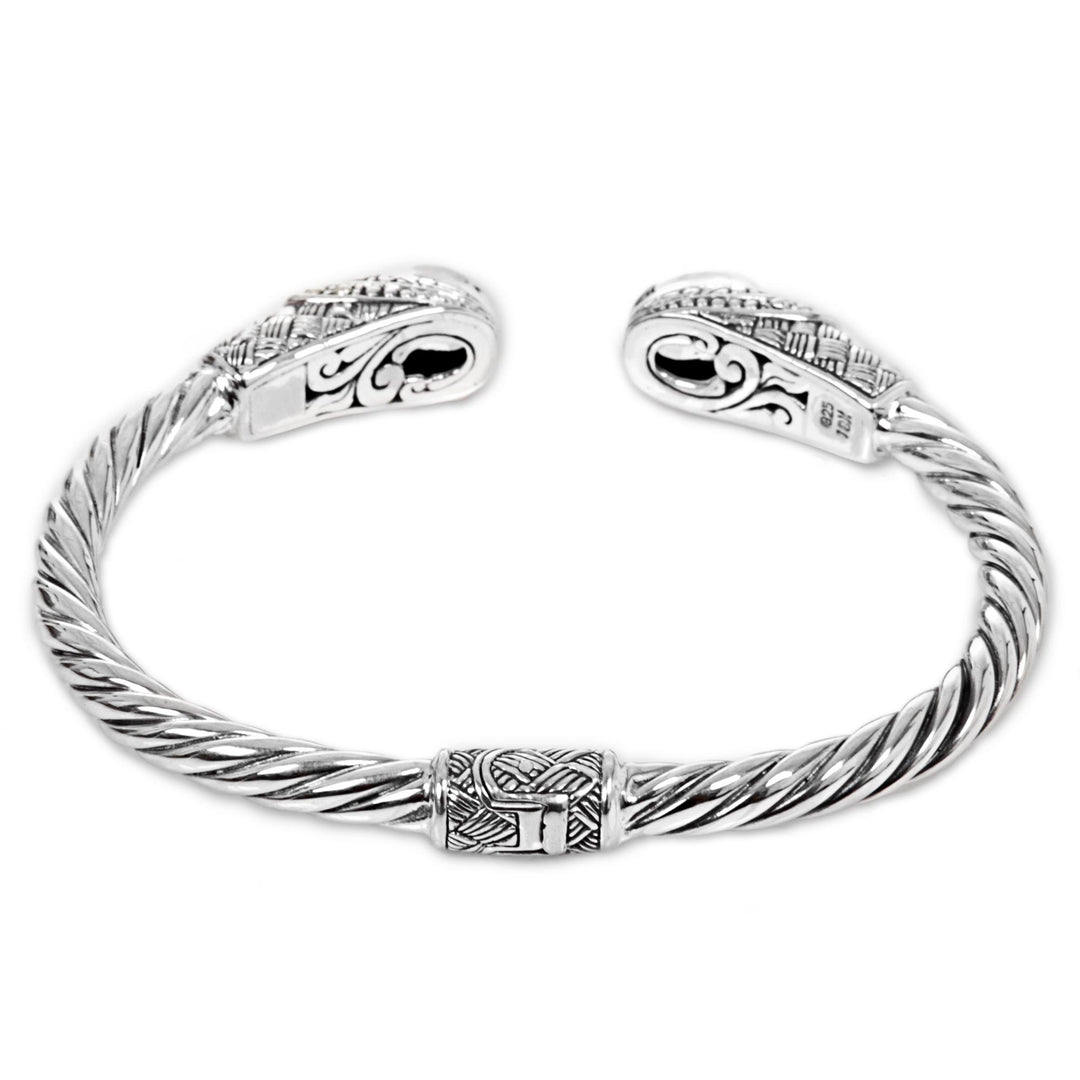 Blue Topaz Sterling Silver Cuff Bracelet from Indonesia - Sterling Rope