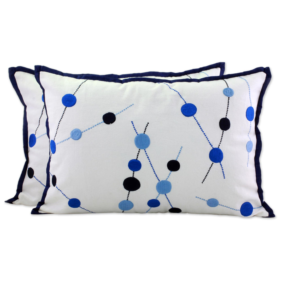 100% Cotton Embroidered Cushion Cover Pair from India - Bubble Delight