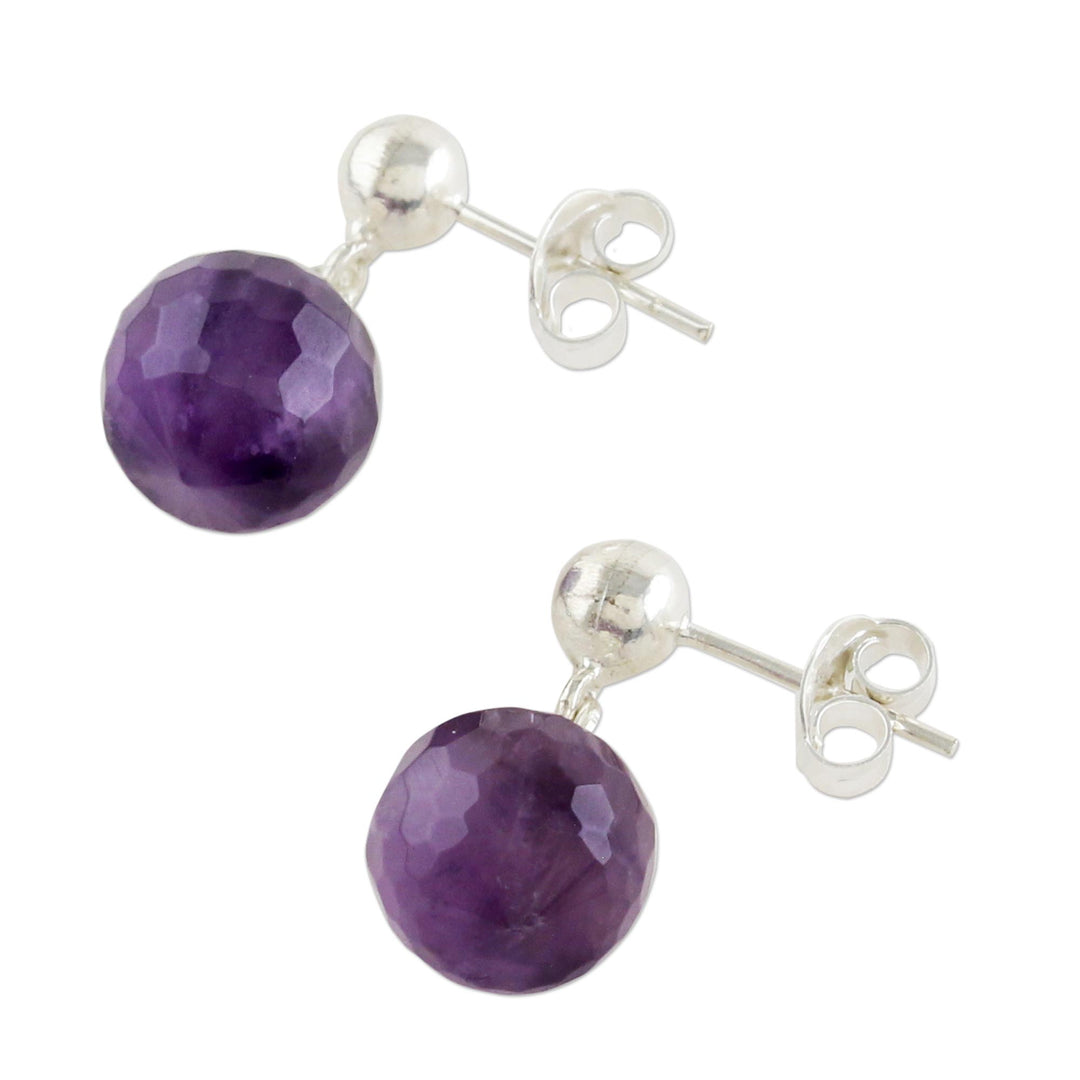 Faceted Amethyst Sterling Silver Dangle Earrings Thailand - Romantic Night