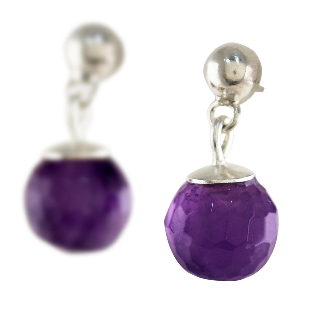 Faceted Amethyst Sterling Silver Dangle Earrings Thailand - Romantic Night