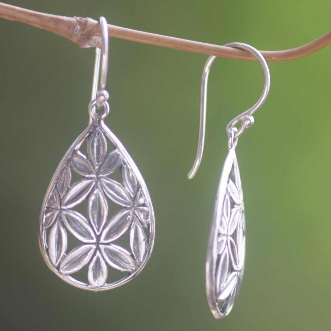 Hand Made Sterling Silver Dangle Earrings Leaf Indonesia - Bamboo Canopy