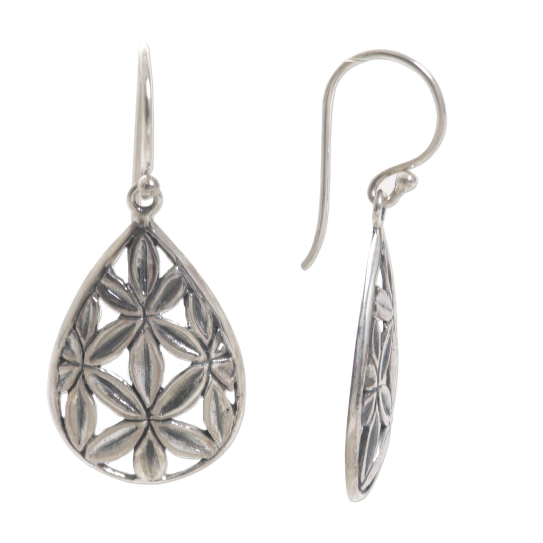 Hand Made Sterling Silver Dangle Earrings Leaf Indonesia - Bamboo Canopy