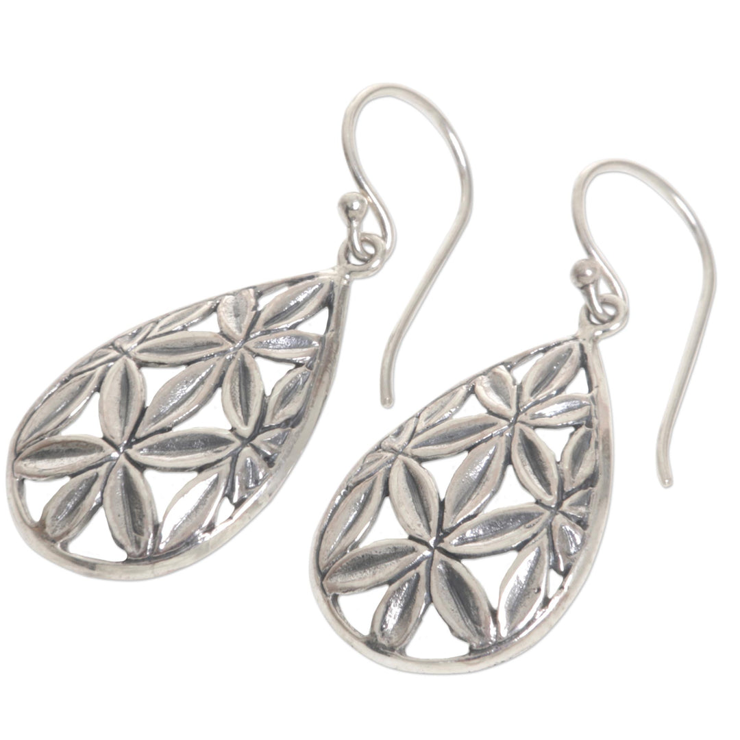 Hand Made Sterling Silver Dangle Earrings Leaf Indonesia - Bamboo Canopy