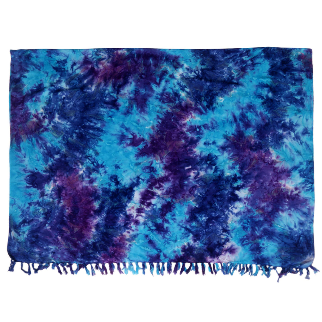 Rayon Tied Dyed Sarong in Assorted Shades of Blue and Purple - Sea Glass