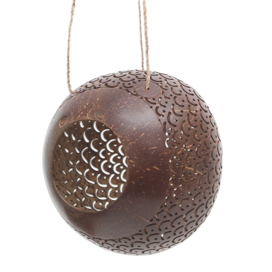 Coconut Shell Hanging Birdhouse from Indonesia - Sea Scales