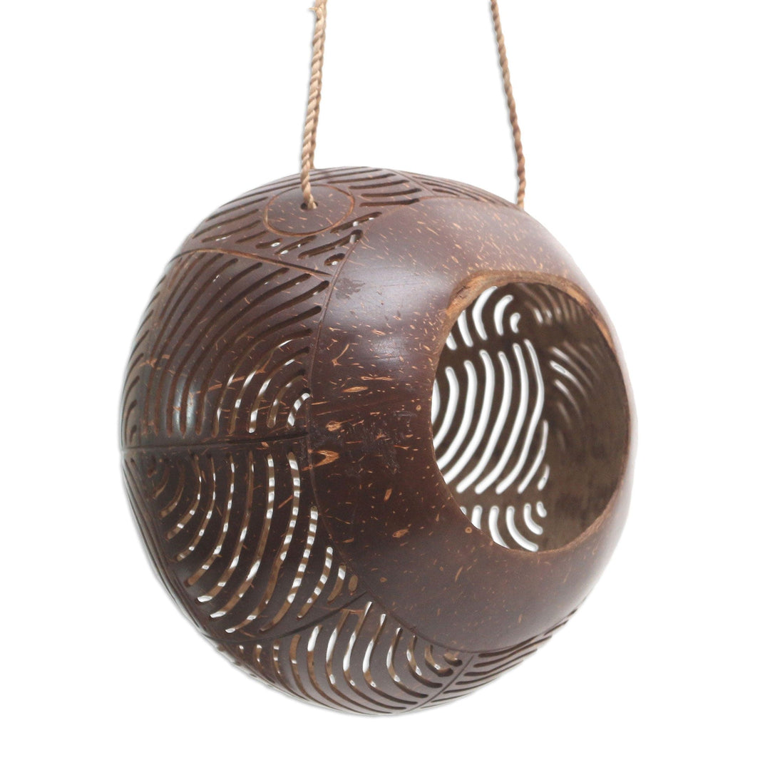 Hand Made Coconut Shell Birdhouse Wave from Indonesia - Air Waves