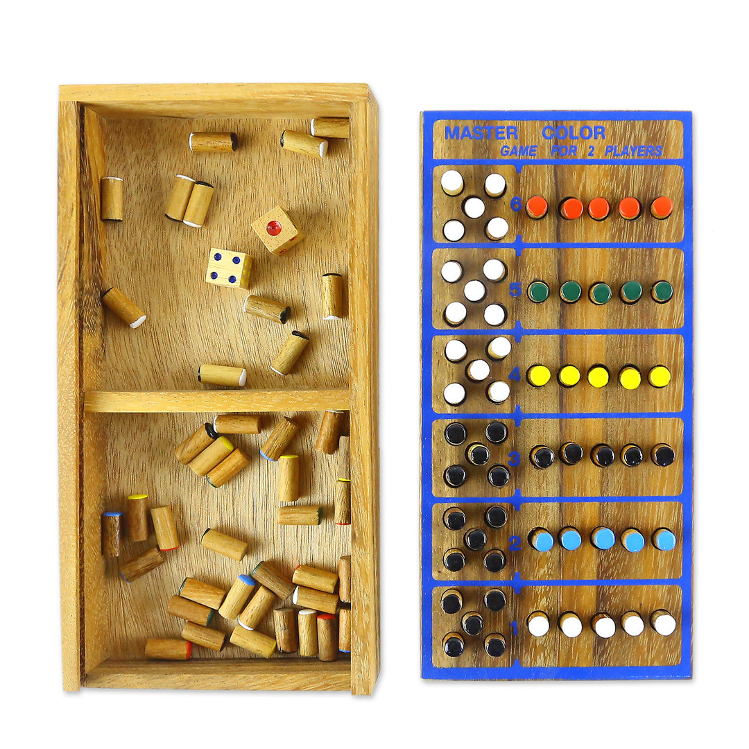 Hand Made Colorful Wood Peg Game from Thailand - Code Breaker