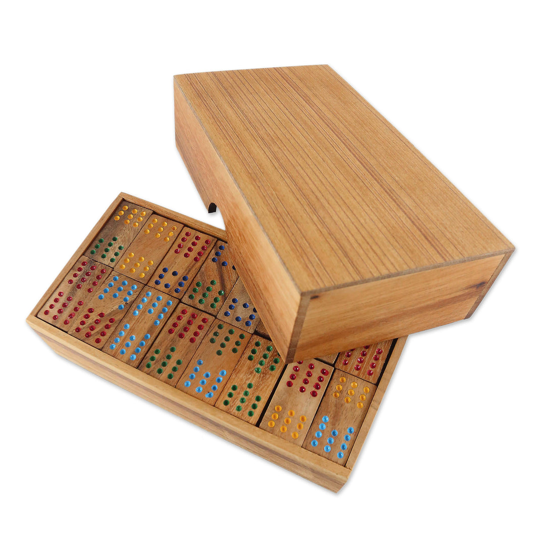 Colorful Rain Tree Wood Domino Set Game from Thailand - Colorful Dominoes