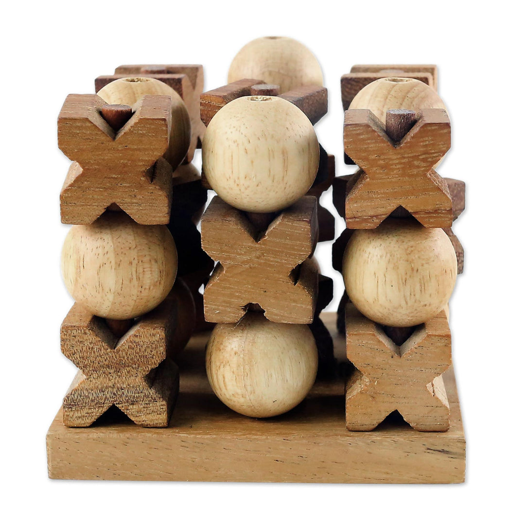 Hand Made Wood Game Tic-Tac-Toe from Thailand - 3D Tic-Tac-Toe