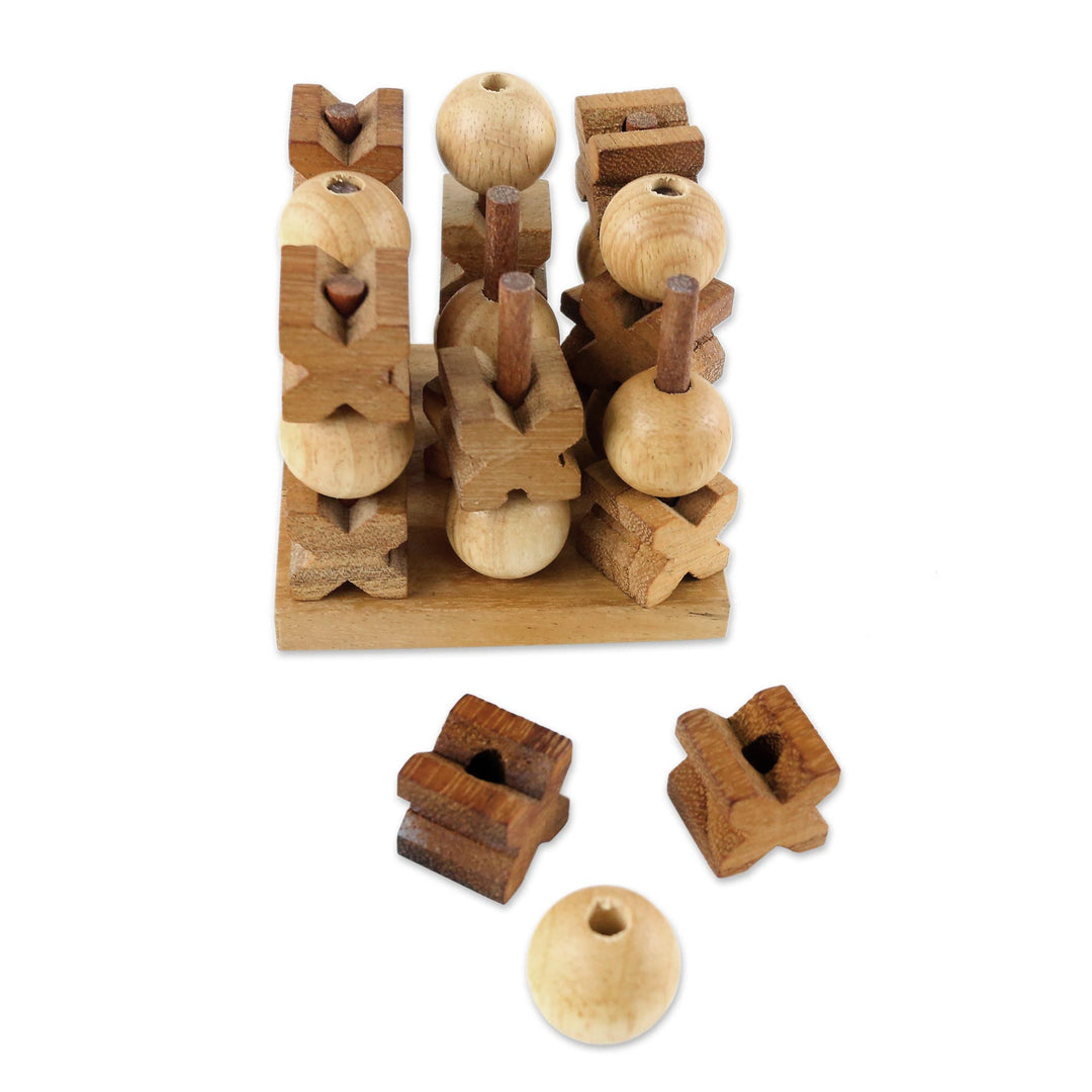 Hand Made Wood Game Tic-Tac-Toe from Thailand - 3D Tic-Tac-Toe