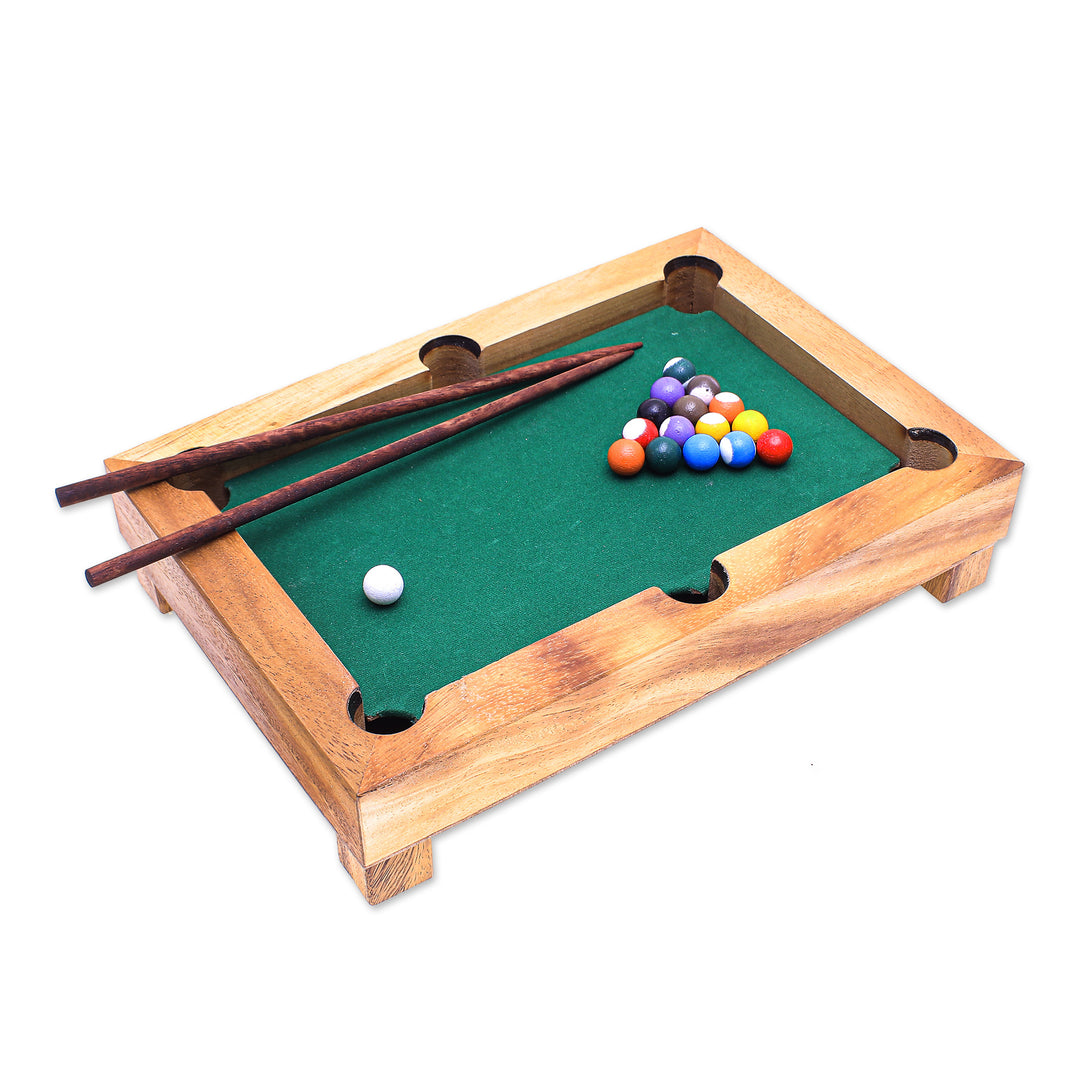 Handmade 12-Inch Raintree Wood Billiards Game from Thailand - Best of Billiards