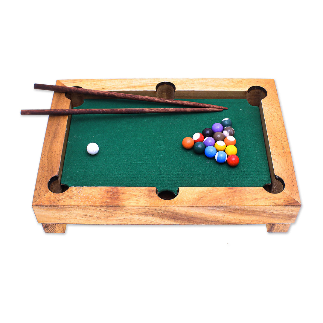 Handmade 12-Inch Raintree Wood Billiards Game from Thailand - Best of Billiards